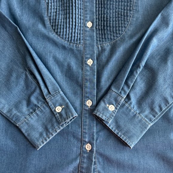 J. McLaughlin Chambray Button Front Long Sleeve Shirt - Picture 7 of 10